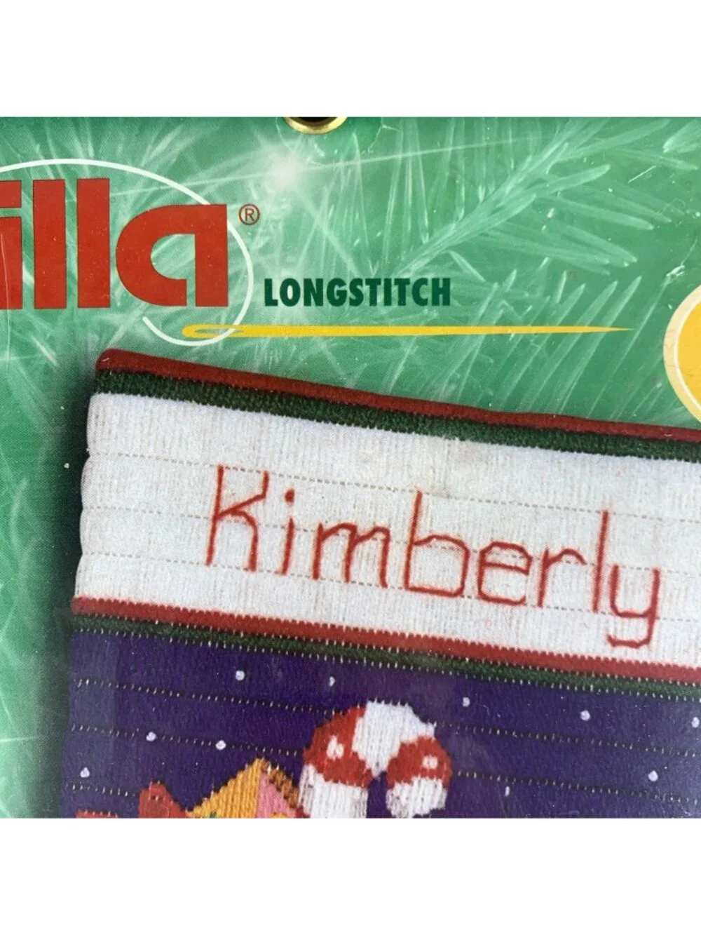 Bucilla 60773 Santa & Teddy Bear Longstitch Needlepoint Stocking Kit 18 in Vtg